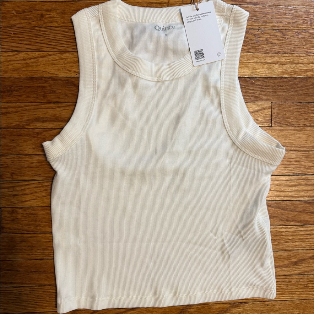 Quince White Crop Micro Rib Tank